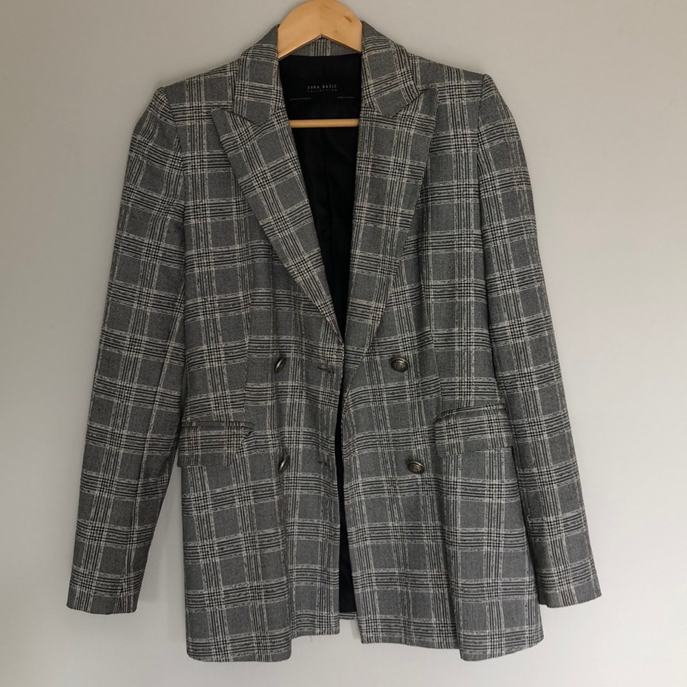 Zara Gray Plaid Blazer size XS